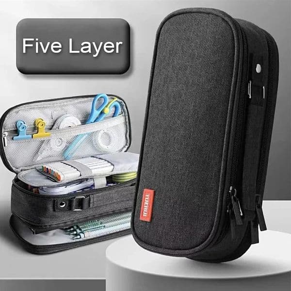 Pen Storage Bag Pencil Case 5 Layer Large Capacity Cosmetic High Quality Study Supplies Simple Student Stationary Boxes 260304