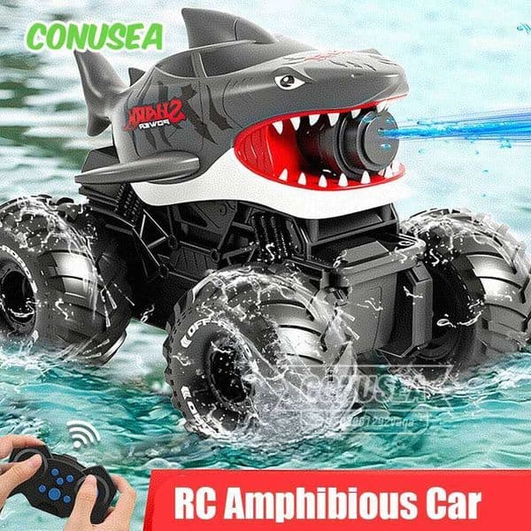 Rc Shark Car Amphibious 2 In1 Electric Water Gun Truck 10M Long Range 2.4G Remote Control Offroad Buggy Vehicles Racing Cars Toy Z260304