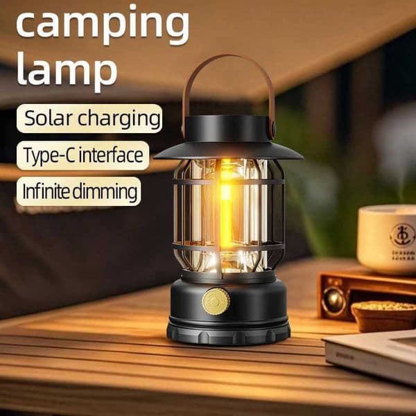 2-in-1 Solar USB Camping Lantern Ultra-Bright LED 360 Hanging Light Portable Design for Tent Hiking Emergencies Function Lamps H260305