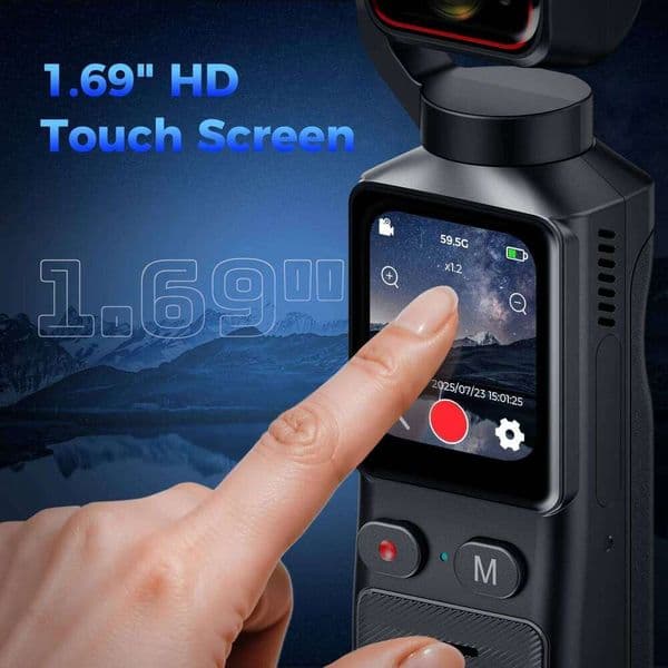 NCZOBOE 4K Handheld action 1.69 touchscreen,4K Pocket camera Video recording camera, Rechargeable 2000mah 26H0305