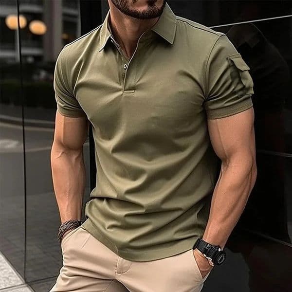 06 Solid Color Polo Shirt Ultralight Mens Breathable Sweatwicking Suitable for Fitness Gym and Running 260302