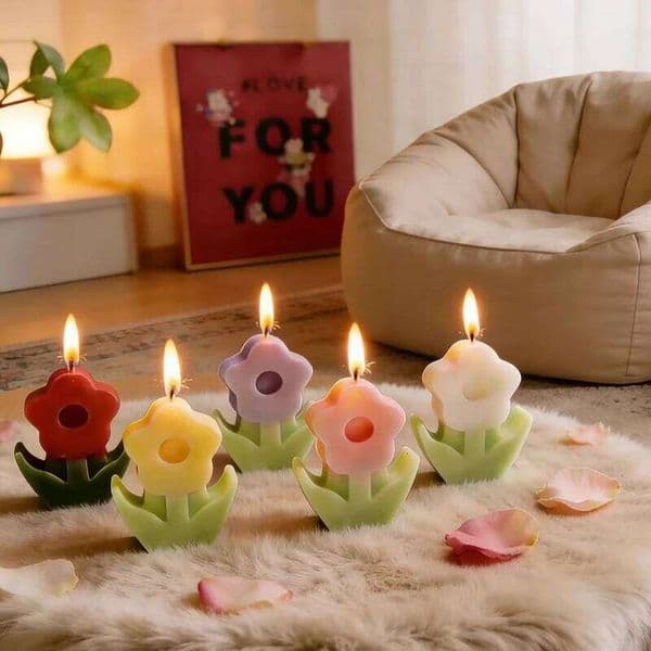 50g Flower Scented Handmade Soy Candle, Suitable for Valentine's Day, Birthday Party, Wedding, Home Decoration Gifts W260304