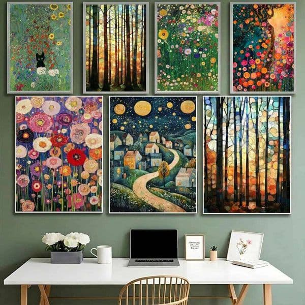 G-Gustav Klimt Print Starry Night Poster HD Waterproof High-Toughness Canvas painting Wall Decor Universal 26L0305
