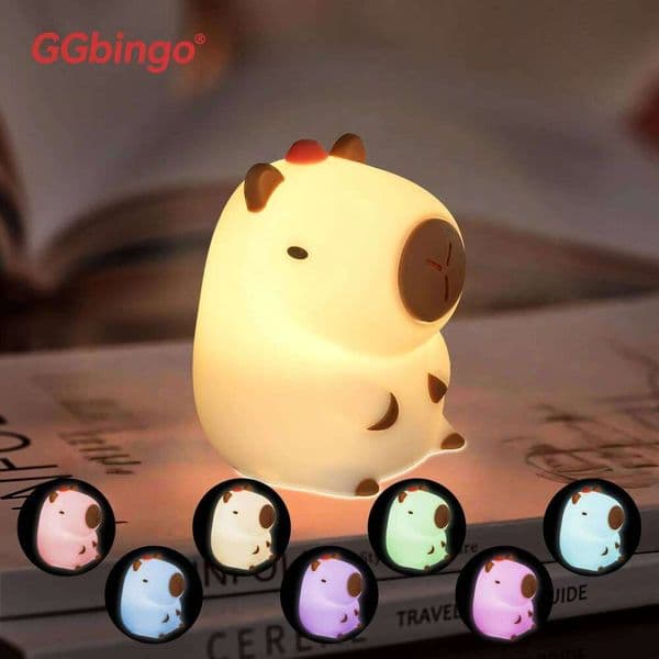 Capybara Night Light - Rechargeable Silicone Touch Dimming Lamp for Nursery, Kids Room & Bedside 26W0305