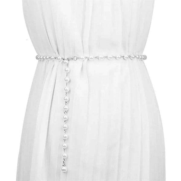 Waistband White Waist Chain All-match Pearl Pendant Belt for Women S260304