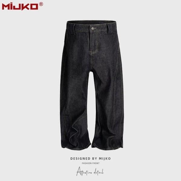MIJKO Retro American Jeans Scimitar Deconstructed Patchwork Denim Jeans for Men and Women G6827 Z260404