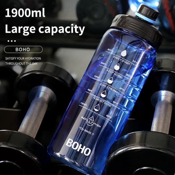 FEIJIAN 2 Liter Water Bottle With Straw Large Portable Travel Bottles Sports Fitness Cup with Time Scale 260304