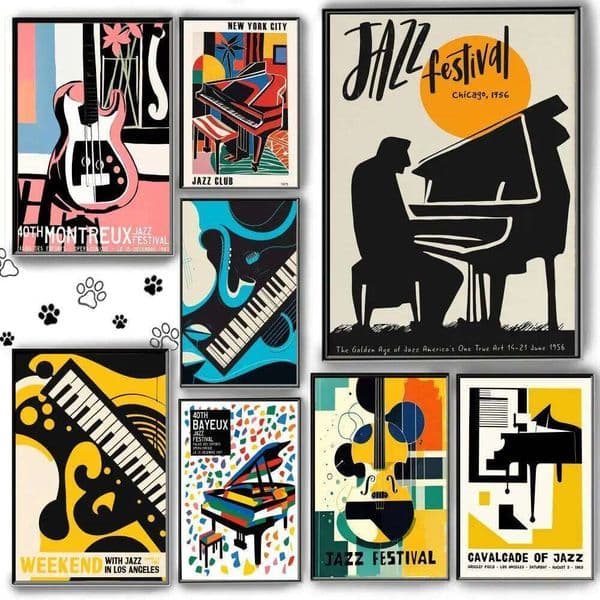 Poster Self Adhesive HD PVC Wall Art - Waterproof & Stain Proof For Home Office Jazz Music 26L0305