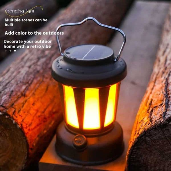 Portable Solar Camping Lantern LED Cold and Warm Dimming 3 Lighting Modes Camp Light Outdoor Hiking Climbing Camping Tent Lamp H260305