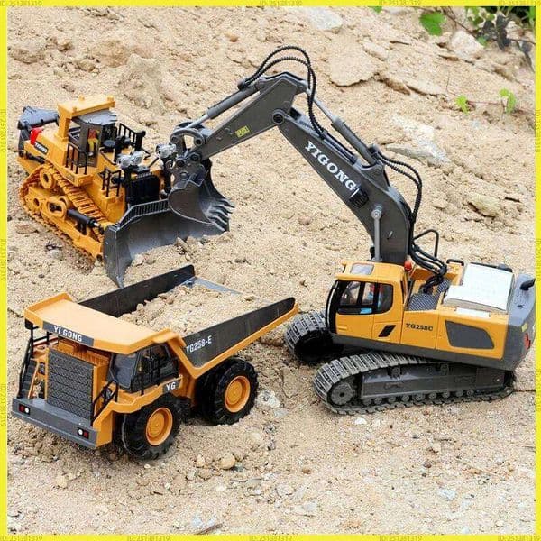 Remote Control Excavator Dump Truck 2.4G RC Model Car Toy Professional Alloy Plastic Simulation Construction Vehicle for Kids Z260304