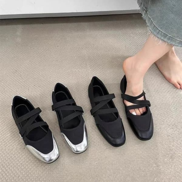 SpringFall Mary Jane Flats - Ballet-Inspired Round-Toe Slip-On Shoes with Elastic Strap Vintage Work Pumps for Women 260305