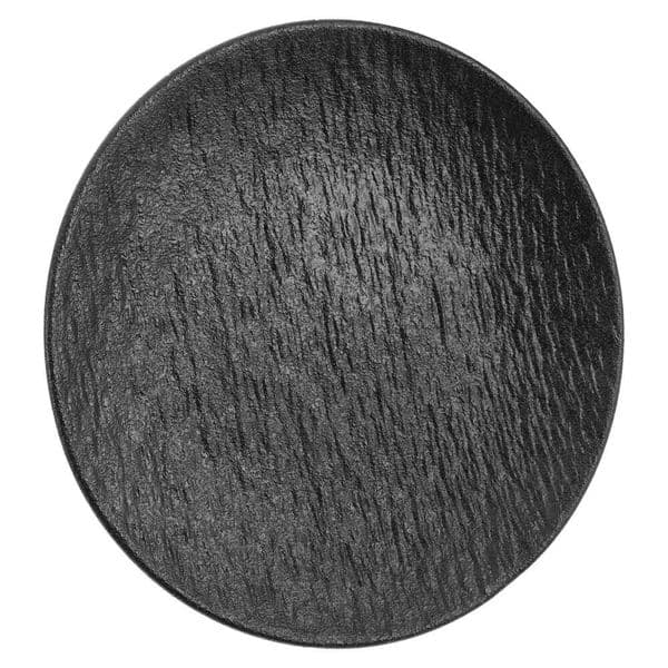 8 Inch Black Matte Ceramic Dinner Plate with Rock Texture Modern Steak and Salad Serving Dish Microwave Oven Dishwasher Safe 26W0305