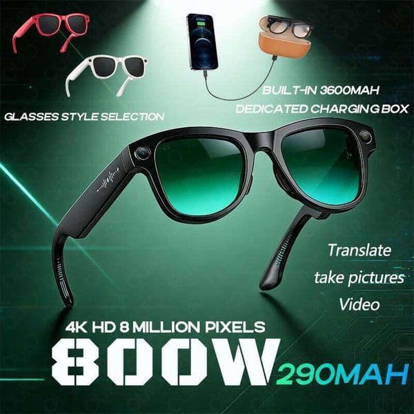 M02 Ultra 800W Smart Glasses Translator Photo Video Recording Music Playback With Charging Box Smartglasses Sunglasses Men Women