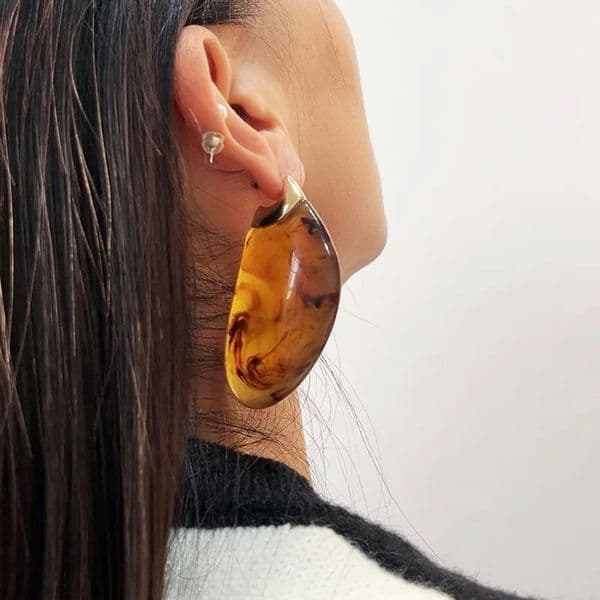 Vintage Chunky Irregular Resin Large Earrings for Women Europe And America Personality Exaggerated Jewelry Daily Accessories 260303