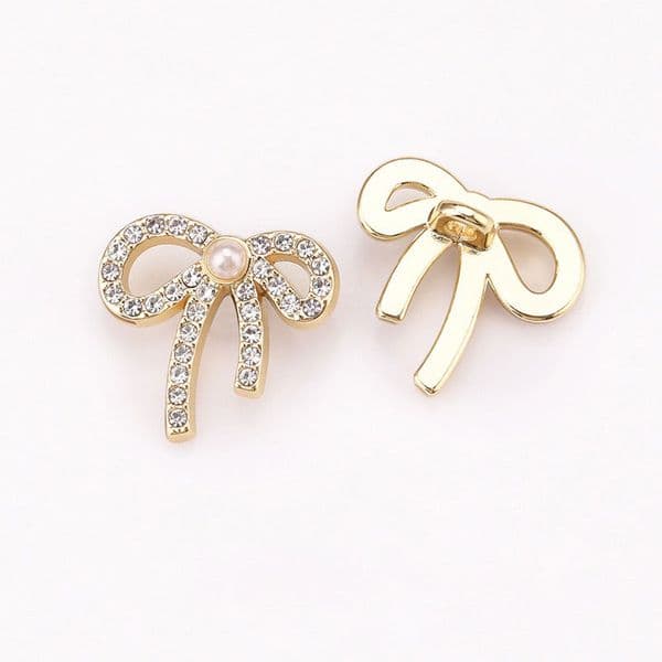 Elegant Metal Butterfly Knot Inlaid Acrylic Decoration Buttons