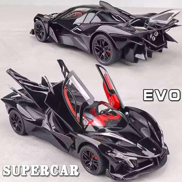 1/24 Scale Apollo EVO Alloy Sports Car Model Metal Diecast Miniature Toy with Pull Back Sound Light Vehicles Boys Birthday Gift C260305