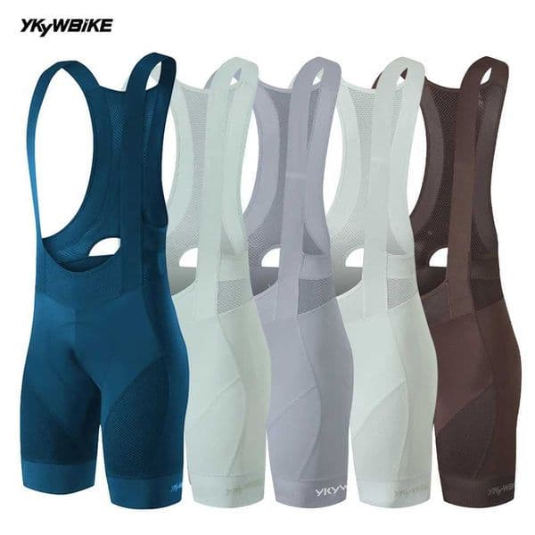 YKYW Mens Pro Team Bib Shorts Summer Outdoor Wear Breathable Bicycle Sports Clothing Tights Bike Blue Gray Bib Shorts 6 Hours Z260225