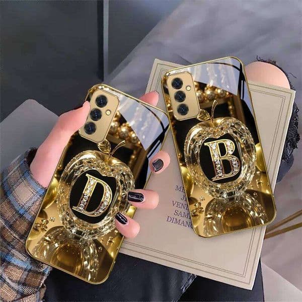 Crystal gold letter 'A' For Galaxy S 21 S22 S23 Plus S24 Ultra S20 FE 25Ultra S21+ S9+ 22Plus Golden glass phone case H260305