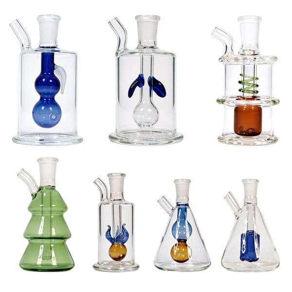Mini 3 Inches Water Bubblers Glass Pipes Portable Mini Bongs with 10mm Male Oil Burner Smoking Hand Pipe Hookahs