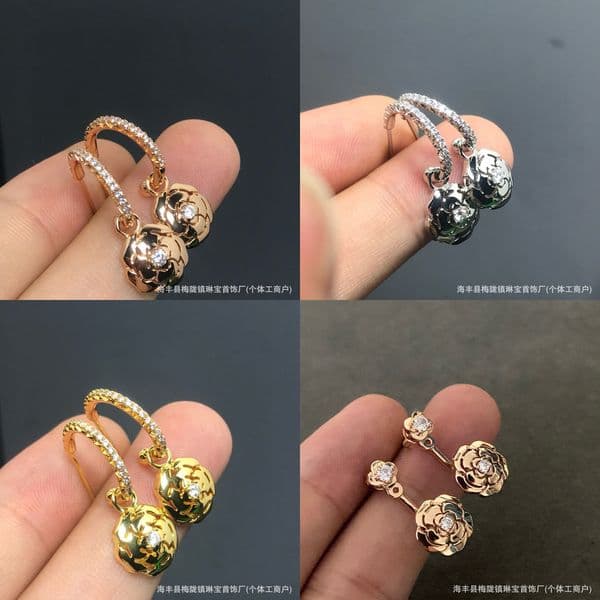 cc earings designer chaneile earrings luxury jewelry Fashionable rose flower earrings for women color-retaining
