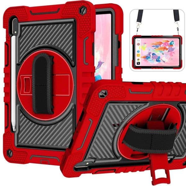 Rotating Case For Galaxy Tab Lite 11 S10 S9 S8 S7 Plus FE 12.4 inch Kids Stand Cover Shoulder Strap 26L0306