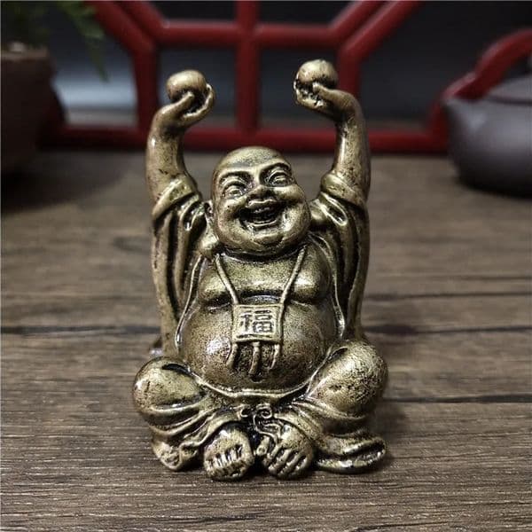 Bronze Color Lucky Laughing Buddha Statue Ornaments Resin Chinese Feng Shui Maitreya Buddha Sculpture Figurines Home Decoration 260305