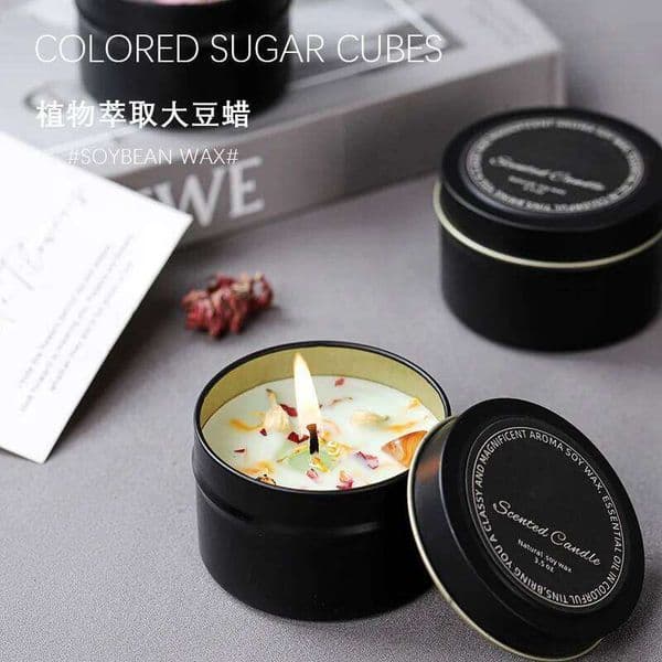 Individual Individually Packaged Energy Stone Black Iron Can Yilan Aromatherapy Dry Flower Candle Gift S26