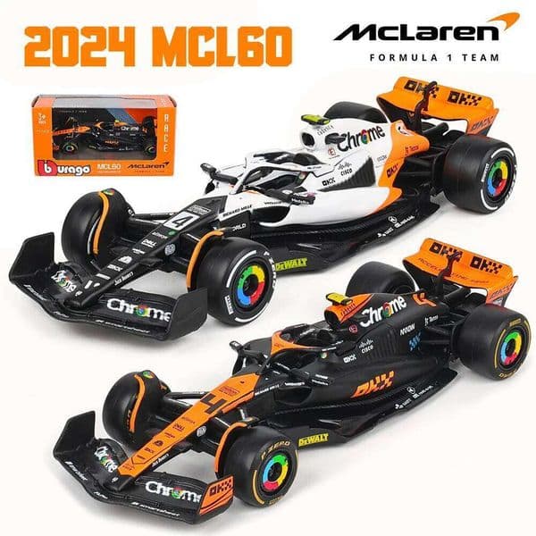 Bburago 1: 43 McLaren F1 2024 MCL60 Monaco White Coating Alloy Luxury Die Casting Car Model Toy Series C260305