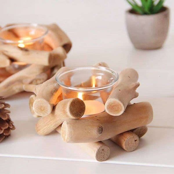 Rustic And Romantic Wooden Delicate Christmas Vintage Candle Holder for DIY New Year Party Wedding Home Decor Craft Gift XJ260305