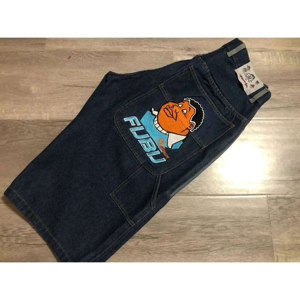 Loose denim American retro personality Y2K pattern fashionable straight legs casual sports hip-hop street wear shorts H260306