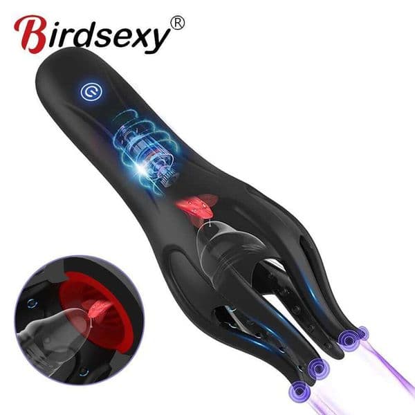 Masturbator Glans Vibrating Tongue Licking Oral Blowjob Lasting Delay Endurance Training Male Sex Toys for Men Adult W260305