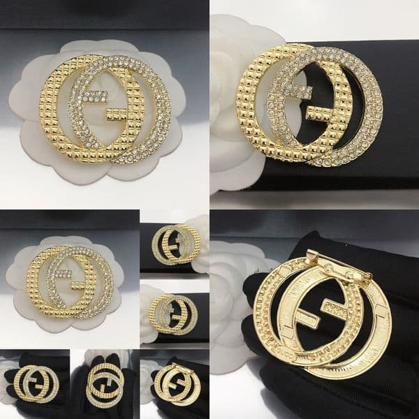 Tone Gold Pins Styles Various Brooches with Crystal Rhinestone Stamp Letter Daily Party Jewelry Gifts For Her Stylish Fashion Accessory Wholesale L260521