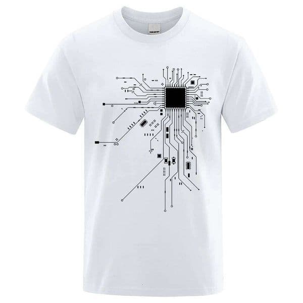 CPU Processor Circuit Diagram T Shirt Men Summer Cotton T-shirt Men's Funny Tops Fashion Tees Homme Brand Unisex Clothes C99 L260306