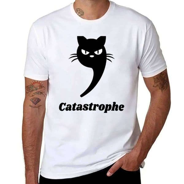 Funny Grammar Cat Pun T-Shirt funny dark humor shirts for pack man t shirt cotton high quality T-shirt J260306