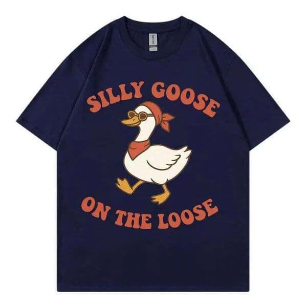 Silly Goose on The Loose Funny Meme T-shirts Men Women Clothing Fashion O-Neck T-shirt Summer Casual Cotton Short Sleeve T Shirt Z260306