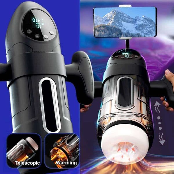 Automatic Thrusting Sucking Masturbator Cup Heating Pocket Pussy Blowjob Machine LCD Display with Handle Sex Toys for Men W260305