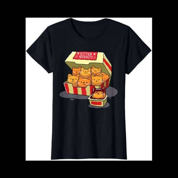 Kitten Food Pun Cat Lover Gift Chicken Nuggets Women's Crewneck High Quality Fashion Trend 100% Cotton T-Shirt 01232 L260306
