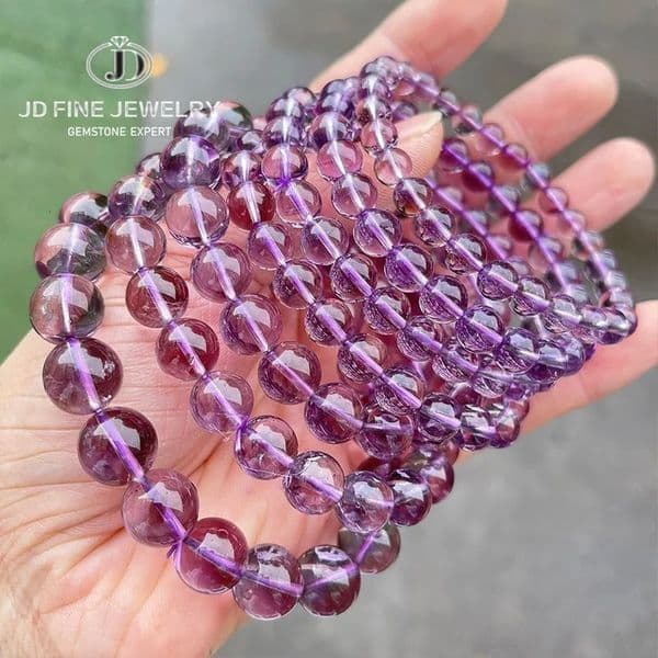 JD 7A Natural Brazilian Ice Amethyst Bead Bracelets Women Light Purple Energy Crystal Stone Strand Bracelet Reiki Healing Gifts 260302