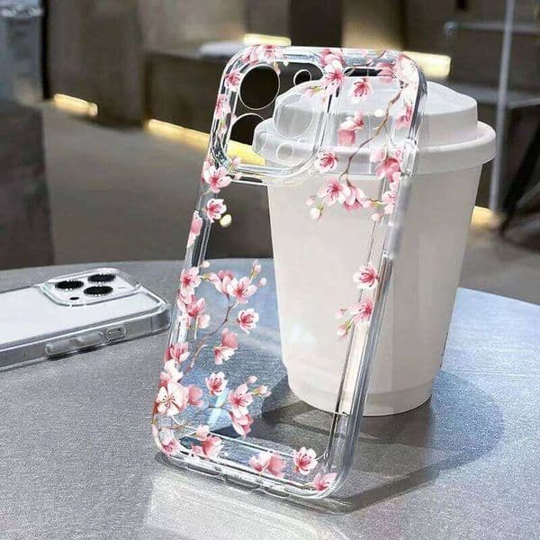 Pink Flower Design Transparent Phone Case For Galaxy A56 A55 A54 A53 A35 A16 A36 A34 S25 Ultra S24 Plus S23 FE S22 Cover H260305