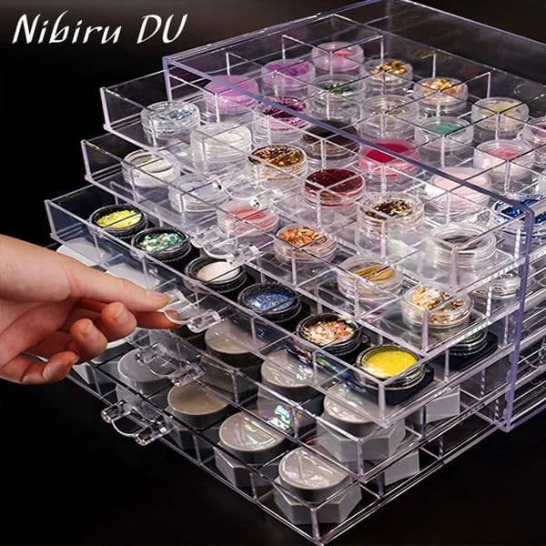 7279120 Grids Transparent Acrylic Organizer Box Nail Art Compartment Storage for Beads DIY Manicure Accessories 260304