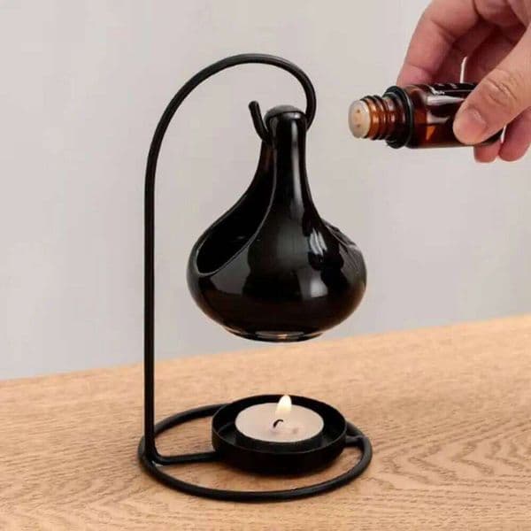 Portable Hanging Scented Oil Lamp Black Ceramic Candle Holder Aromatherapy Burner Bedroom Fragrance Item Home Decor XJ260305