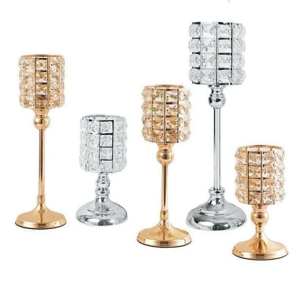 Shiny Crystal Lantern Gold Candle holder Silver Candlelight Dinner Props for Home Valentine's Day Christmas Wedding Decor XJ260305 thumbnail 2