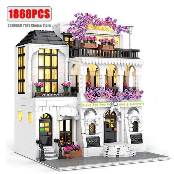 MOC Creative European Architecture Building Blocks Garden Hotel Flower Villa Street View Bricks Ideas Toy For Friend Gift Z260305