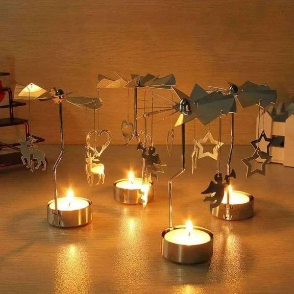 Multi-shape Rotating Candlesticks Snowflake Angel Romantic Tea Party Candle Holder Wedding Christmas Metal Home Decor XJ260305