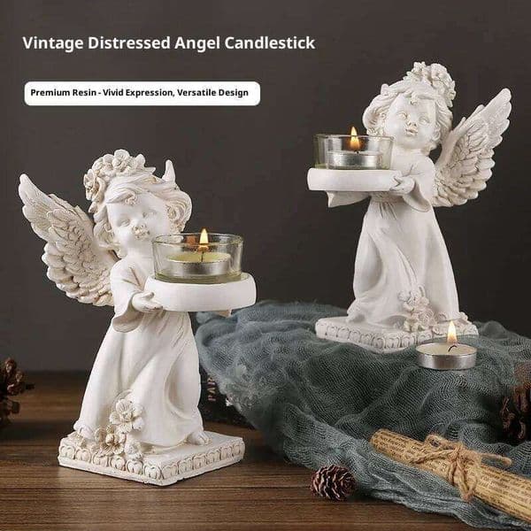 Vintage Angel Candlestick Resin Home Desktop Romantic Candlelight Dinner Atmosphere Decoration Props XJ260305