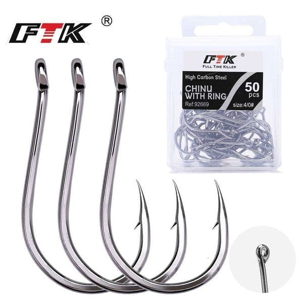 FTK 50-100Pcs/Box Accessories CHINU Circle Carp Eyed Fishing Japan High Carbon Steel Fishhook Single Worm Hook Y260305