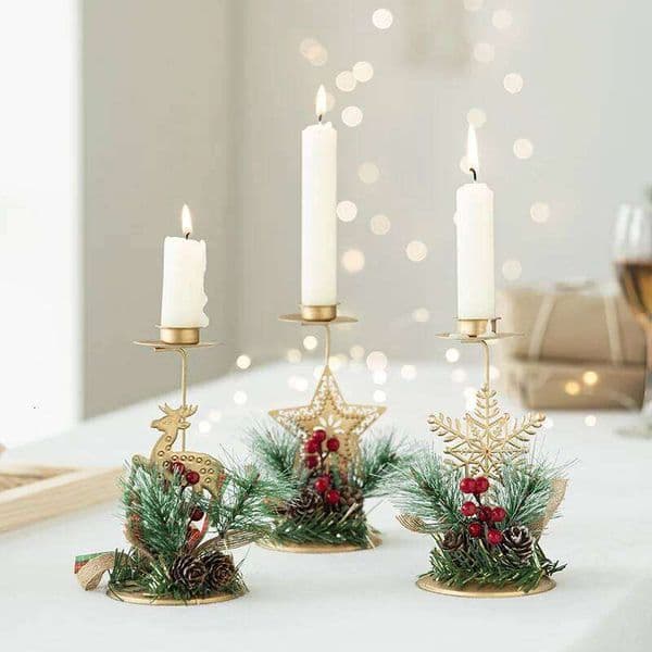 Golden Wrought Iron Simulated Pine Cone Holder Christmas Window Display Decor Candle Tray XJ260305