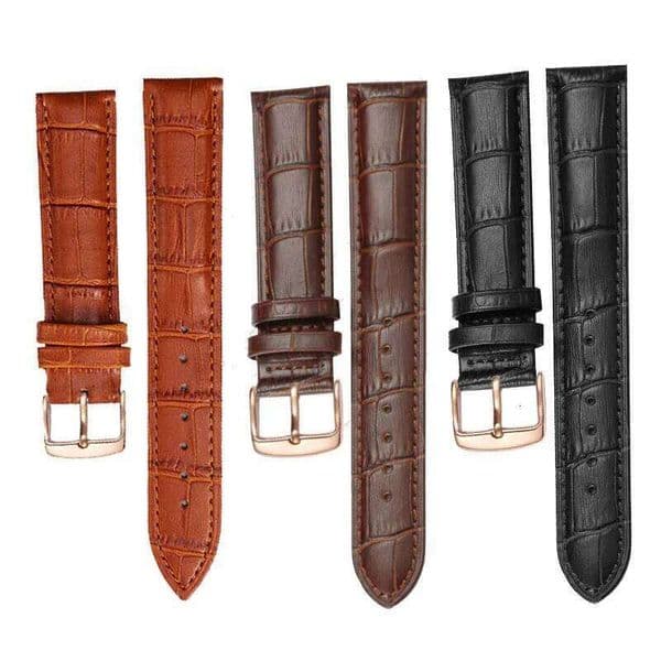 2024 New Fashion Band Replacement Leather Watchband Rose Gold Buckle Black Brown Watch Strap H260305