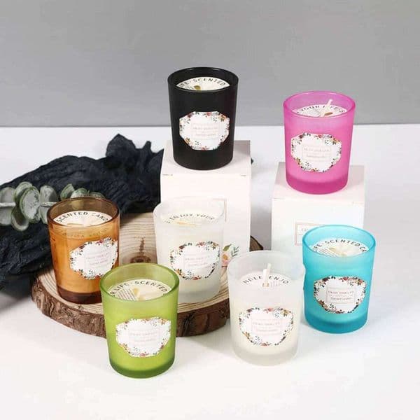Glass Jar Scented - Natural Plant Wax Aromatherapy Candle for Home Wedding Party Decor Relaxation S26