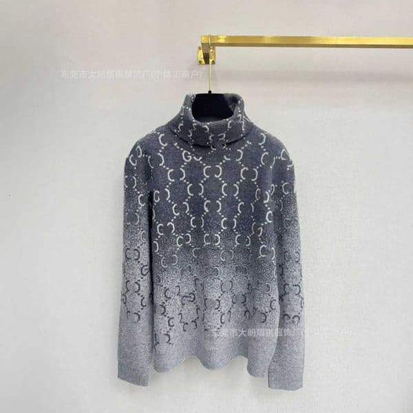 designer Women's Sweaters luxury Sweaters 26ss Spring New Full-Print High-Neck Letter Knit Long Sleeve FQMB